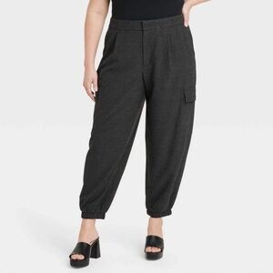 size 10 A New Day Women's High-Rise Ankle Jogger Pants Gray Plaid